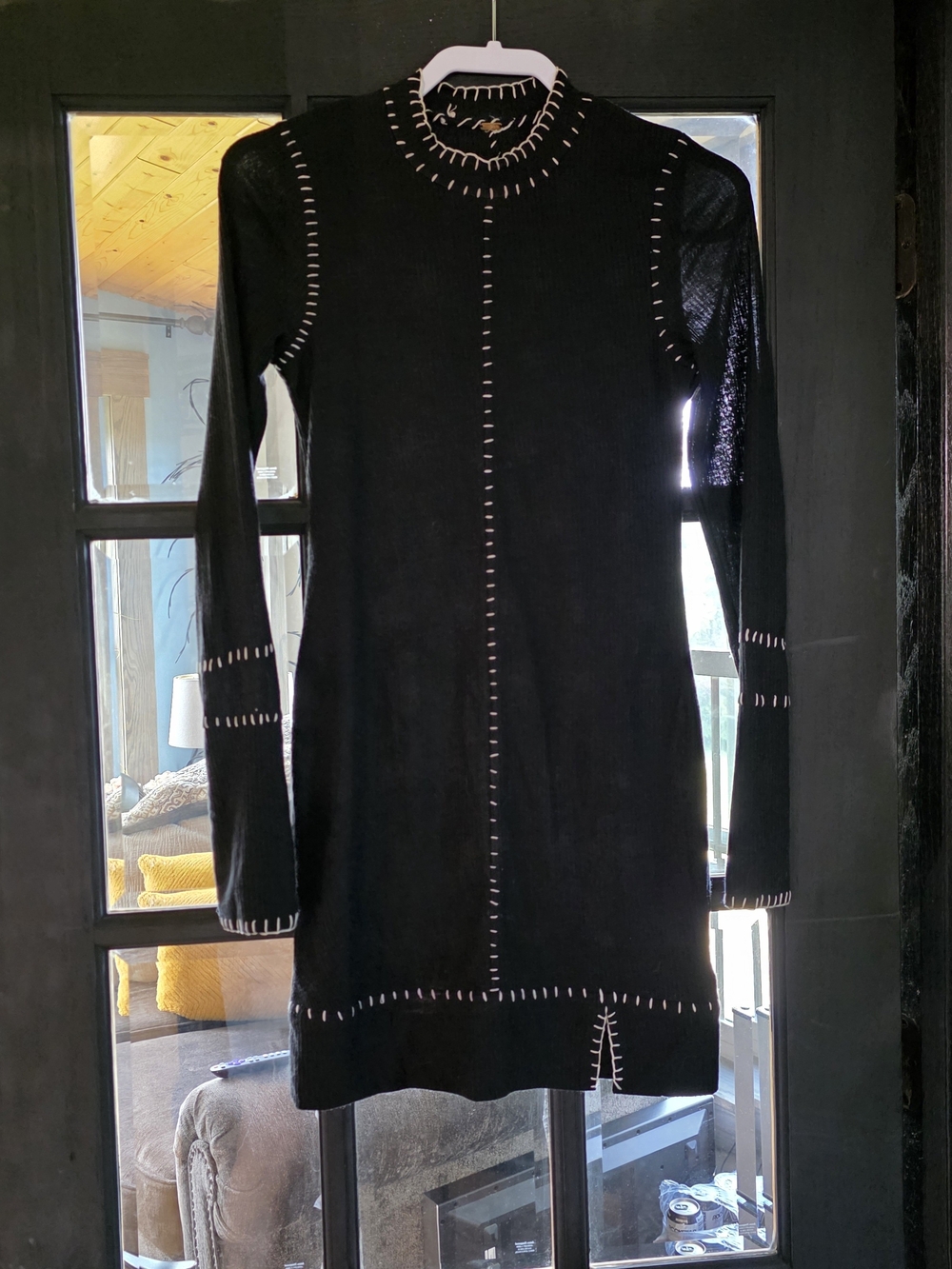 Free People Black Long-Sleeve Stitch-Accent Sweater Dress